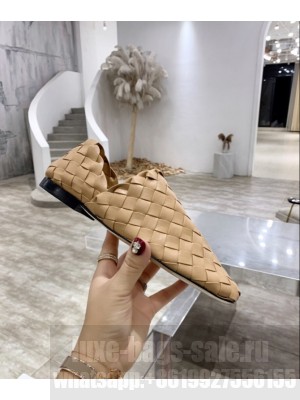 BOTTEGA VENETA Beige Stacked leather heel with thin leather outsole  Slipper