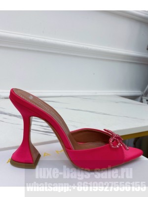 Amina Muaddi                                                                                        Rosie Crystal-Embellished Satin Mules red