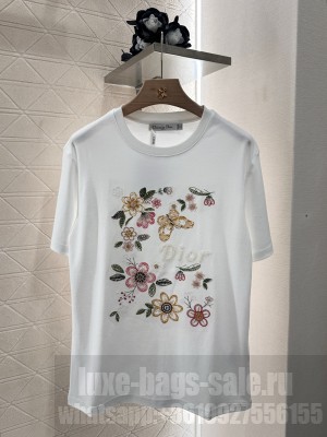 Christian Dior Embroidered T-Shirt With Flowers and Butterfly