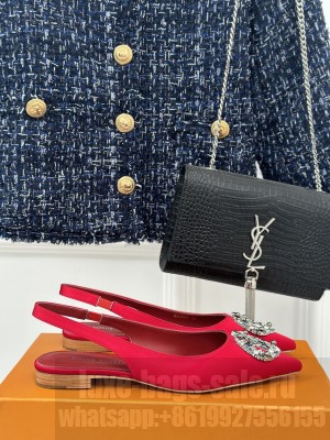 Louis Vuitton LV Initials accessory Satin Slingbacks Flat Red