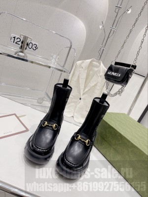Gucci GG Jersey Ankle Boot with Horsebit Black
