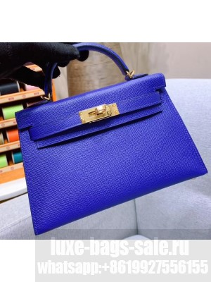 Hermes Mini Kelly II Bag in Original Epsom Leather Blue