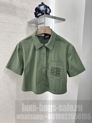 Loewe Short sleeve shirt in cotton blend Sage
