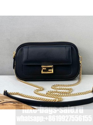 Fendi Easy 2 Baguette Chain Mini Bag Black  2021 Collection