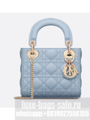 Mini Lady Dior Bag Pale Blue Cannage Lambskin M0505O