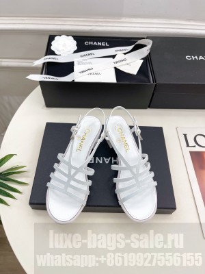 Chanel Block 5cm Heel Roman Sandals white 2025