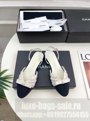 Chanel Satin & Grosgrain Slingbacks Flat White 2025 G45875