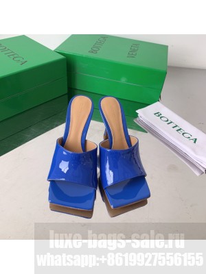 Bottega Veneta Stretch Patent Leather 9cm Mule Slide Royal blue Sandals 2022 Collection