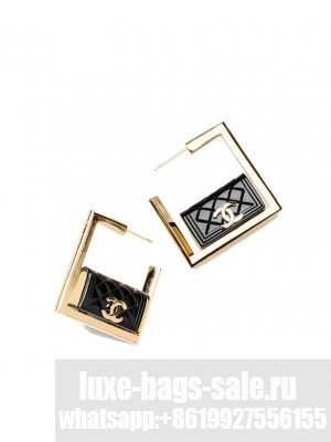 Chanel Women's Hoop Earrings ABC282 Black