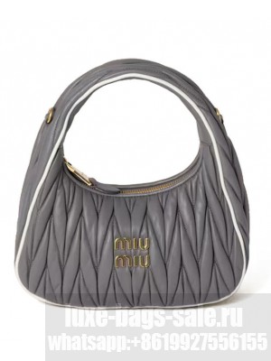 Miumiu Wander Matelasse Nappa Leather Bag 5BC125 Gray