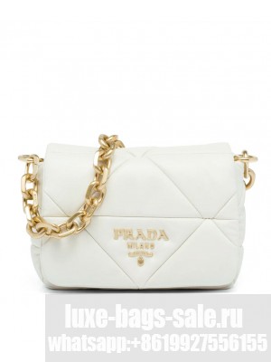 Prada System Nappa Patchwork Shoulder Bag 1BD292 White