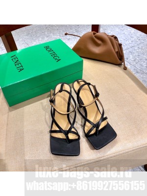 Bottega Veneta Stretch Lambskin Strap Sandals 9cm Black  2021 Collection