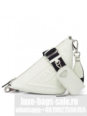 Prada Leather Triangle shoulder bag 1BH190 Cream