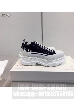 Alexander McQueen Tread Slick Low-Top Studded Sneakers Fall/Winter 2020 Collection, Black/White