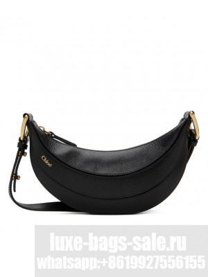 Chloe Banana Cross-Body Bag In Grained Leather Black