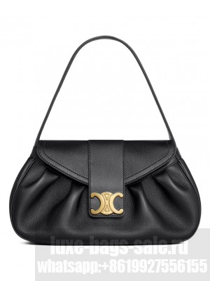 Celine Medium Polly Bag In Supple Calfskin Black