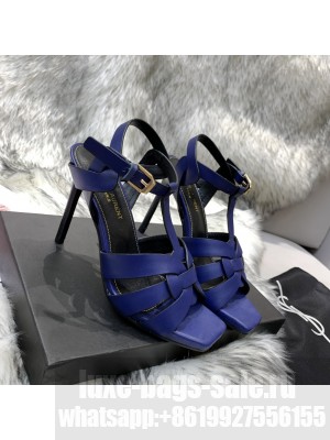 Saint Laurent YSL Metallic Calfskin High-Heel Sandals 10cm Blue 018 2021 Collection
