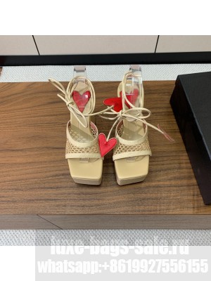 Alaïa WEDGE SANDALS LACE UP IN PATENT LEATHER BEIGE