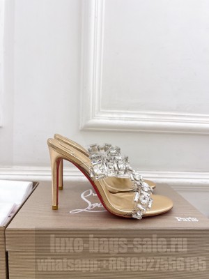 Christian Louboutin Just Jewel 105 crystal-embellished PVC and leather Mule gold