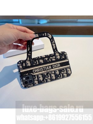 Dior Book Tote Shaped iPhone Case in Black Oblique Canvas 2021 020
