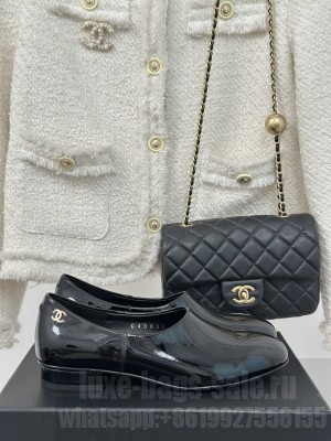Chanel Patent Calfskin Loafers Flat Black Upper 2025 G46194