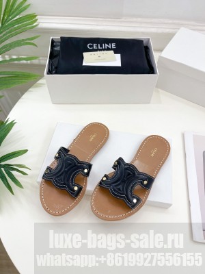 CELIE CELINE TRIOMPHE MULE IN CALFSKIN BLACK