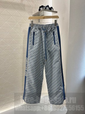 Christian Dior Dioriviera Flared Pants Blue and White Dior Oblique Jacquard Technical Taffeta