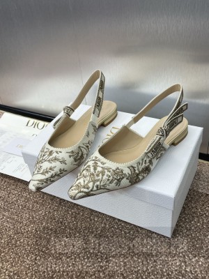 Dior J'Adior Slingback Flat White and Gold-Tone Millefiori Jacquard 2025