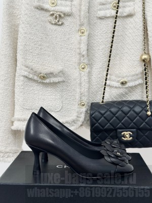 Chanel Ballerina Camellia 7cm Pumps Black