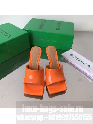Bottega Veneta Stretch Patent Leather 9cm Mule Slide Orange Sandals 2022 Collection