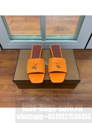 Loro Piana Sprightly Charms Sandals Lambskin 2022 Collection,Orange