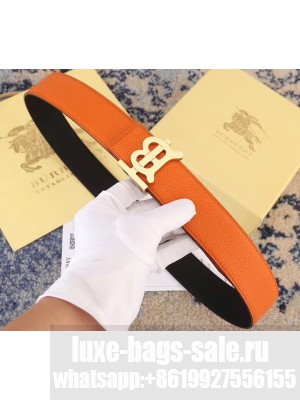 Burberry Width 3.8cm Reversible Monogram Motif Leather Belt Orange 2019