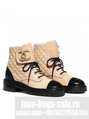 Chanel Women's Combat Boots Apricot