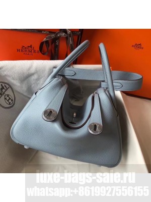 Hermes Lindy 30cm Bag In Togo Calfskin Leather Pale Blue 2020 Collection