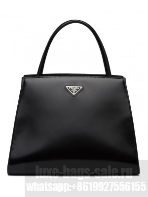 Prada Brushed Leather Handbag 1BA321 Black