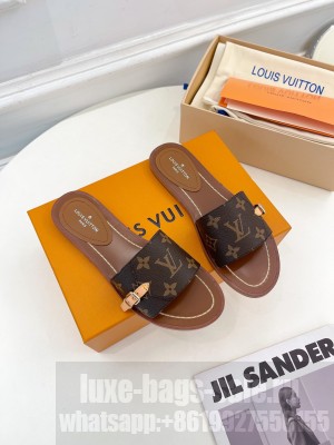 Louis Vuitton Lock It Flat Slide Sandals in Monogram Canvas 2023 03