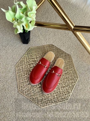 GUCCI LEATHER HORSEBIT ESPADRILLES SLIPPERS RED 2021 Collection