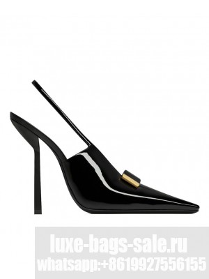 Saint Laurent Women's Madame Slingback Pumps In Patent Leather Black