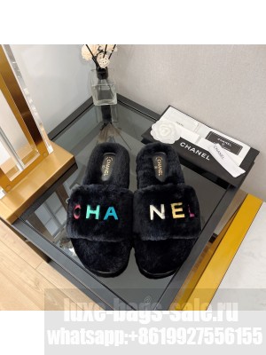 Chanel 4.5cm Shearling Flat 2022 Collection Black