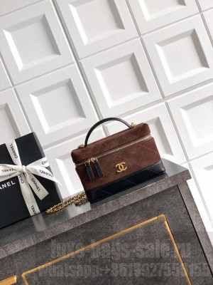 CHANEL Vanity with Chain AP5186 black&dark brown