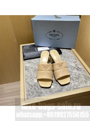 Prada Quilted leather 65 mm Block-Heel slides sandals Mule 2022 Collection 04