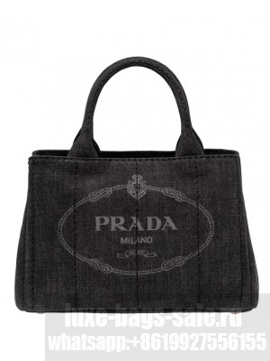 Prada Denim Tote 1BG439 Dark Gray