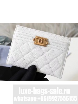 Chanel Caviar Leather Boy Card Holder A84431 White