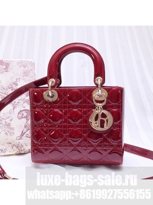 Dior Lady Dior Bag in Patent Leather 20cm Red 2019 Collection