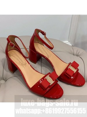 Salvatore Ferragamo Vara Patent Leather Bow Sandals 6cm Red Spring/Summer 2021 Collection