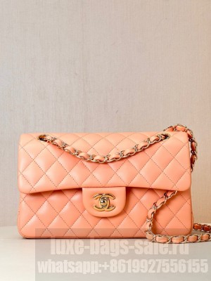 Chanel CLASSIC HANDBAG Lambskin & Gold-Tone Metal A01113 orange