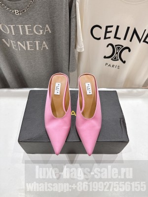 Alaïa CUBE WEDGE MULES IN SATIN Pink