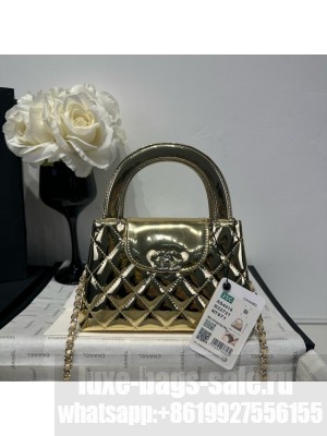 Chanel MINI SHOPPING BAG Patent leather AS4416 gold