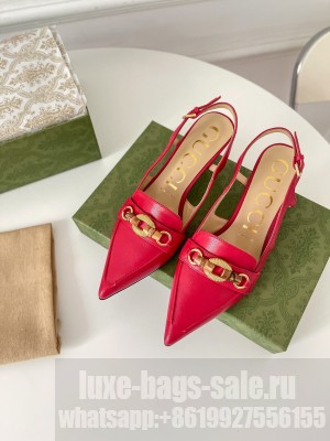 Gucci Women's pump with bamboo Horsebit Sling-back with buckle closure red 2021 Collection