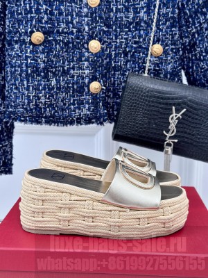 Valentino Garavani VLogo Cutout Sandals Gold
